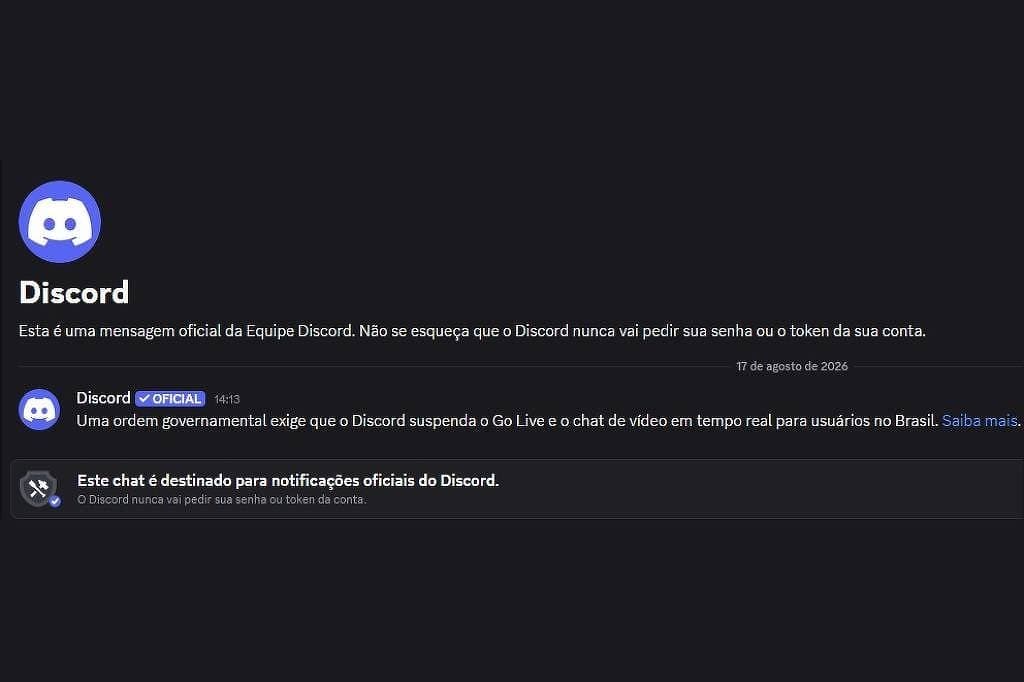 Discord suspende compartilhamento de tela e chamadas de vídeo no Brasil por ordem da ANPD