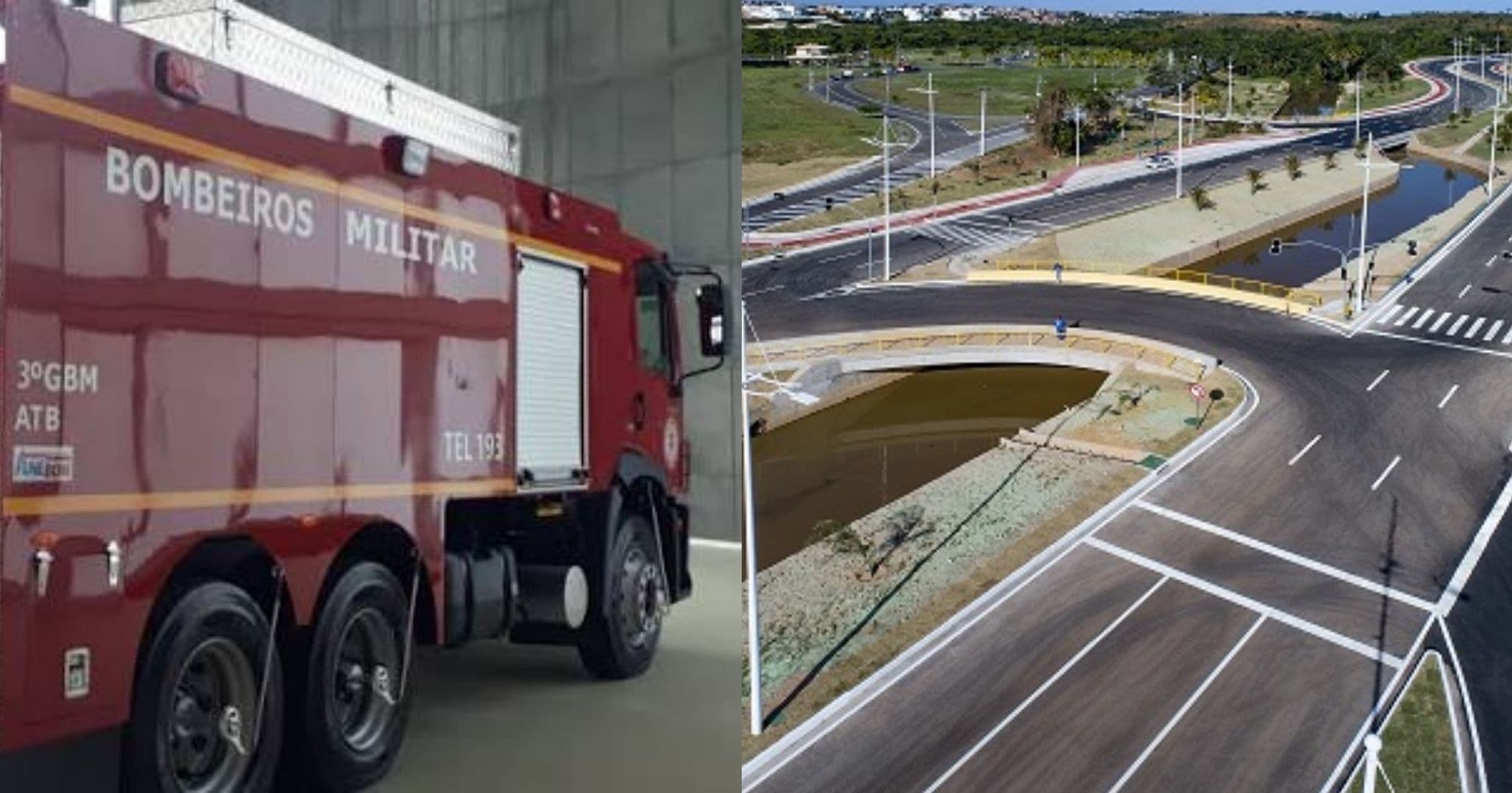 Acidente entre caminhão de bombeiros e motocicleta deixa dois feridos em Salvador