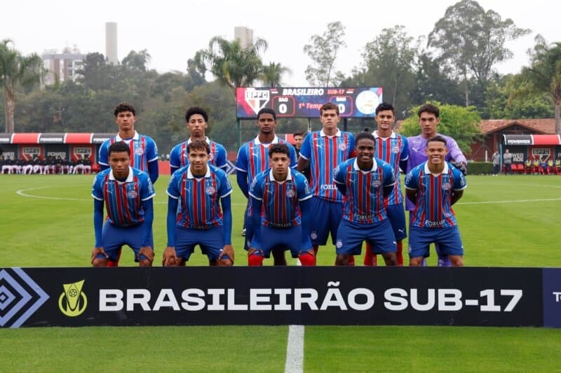 Bahia é goleado pelo São Paulo e chega a seis jogos sem vencer no Brasileirão Sub-17; tricolor soma doze gols sofridos em três jogos