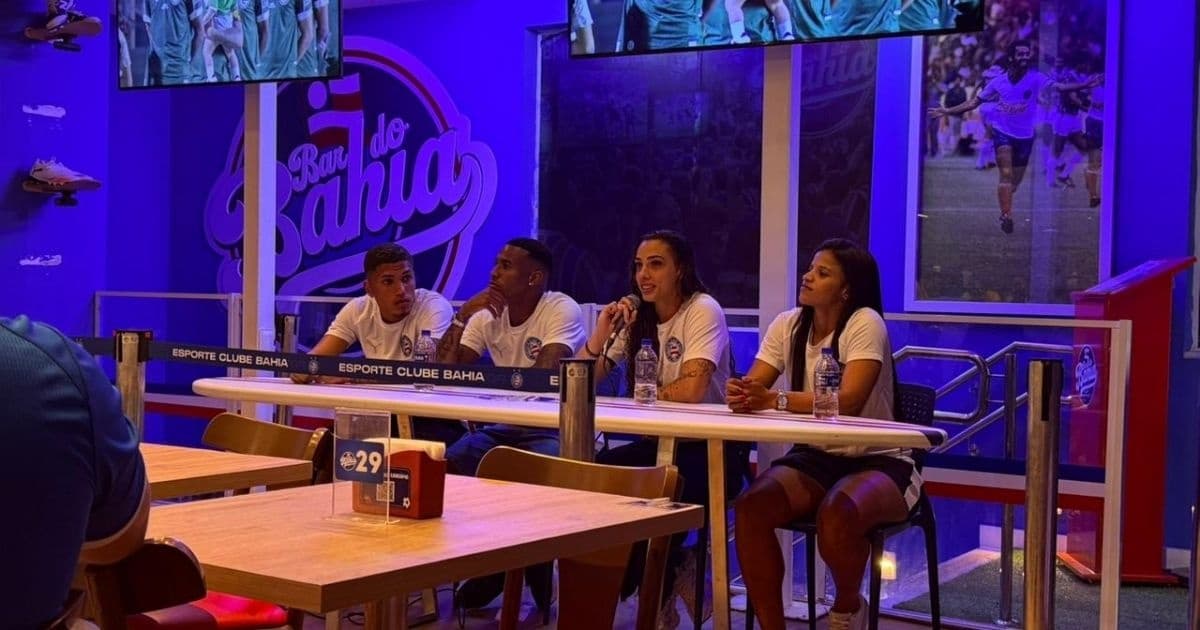Jean Lucas, Zé Guilherme, Yanne e Mila Santos participam de evento com torcedores do Bahia