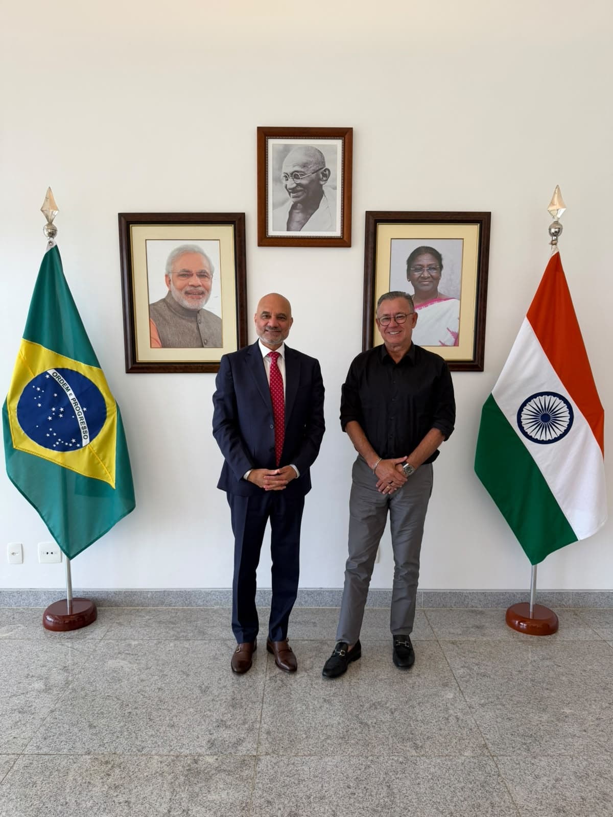 CEO do BN e vice-presidente da ACB se reúne com embaixador da Índia antes de fórum empresarial do BRICS em Nova Déli