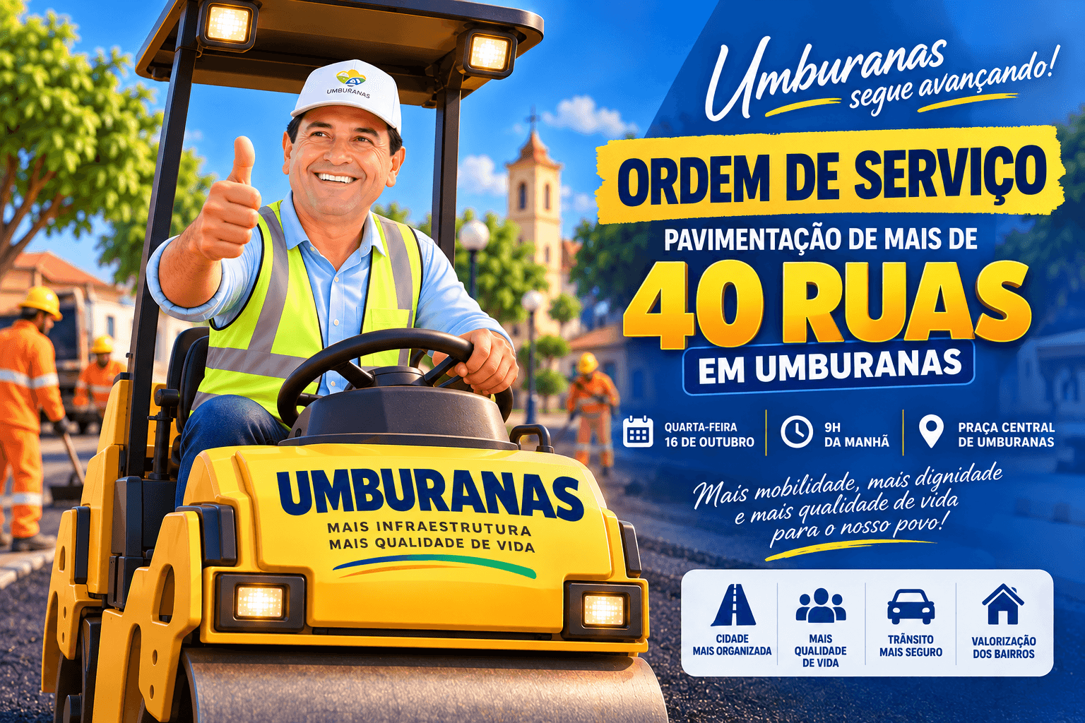Umburanas: prefeito Fabrício Lopes assina ordem de serviço para pavimentação de mais de 40 ruas nesta quarta-feira (16)