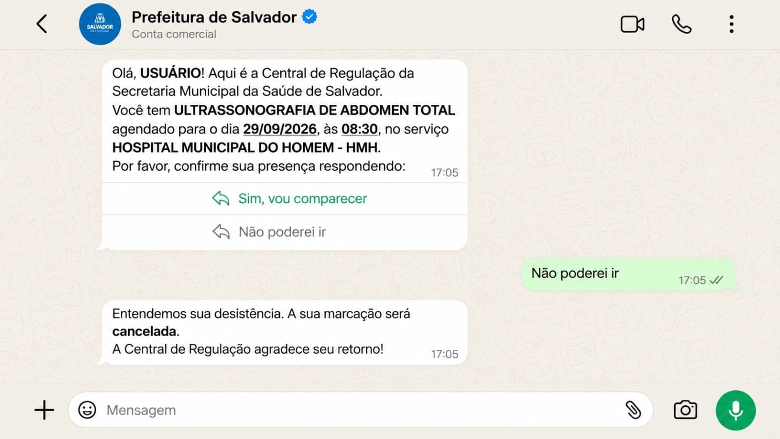 SMS passa a comunicar consultas e procedimentos via WhatsApp para pacientes em Salvador