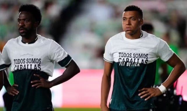 Vinícius Júnior e Mbappé escondem mensagem em camisa de apoio a Ceuta 